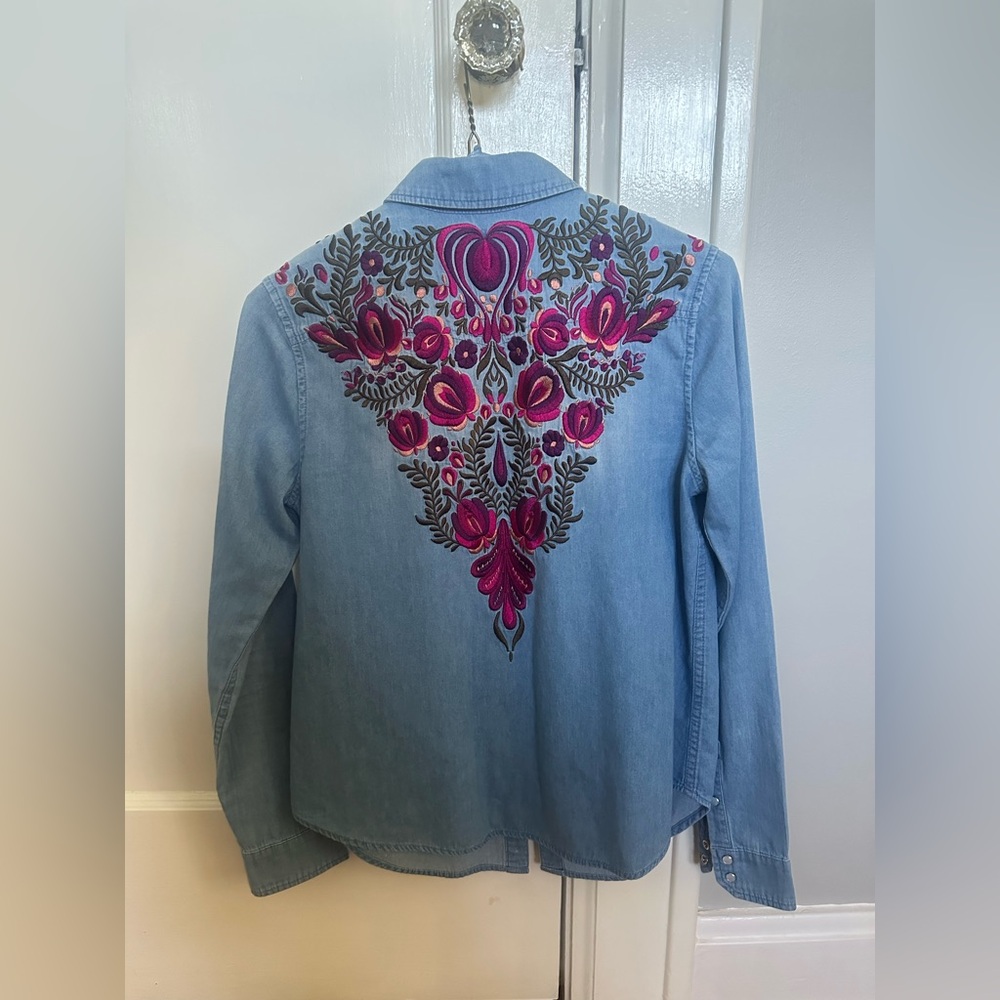 Haute Hippie Embroidered Chambray Shirt